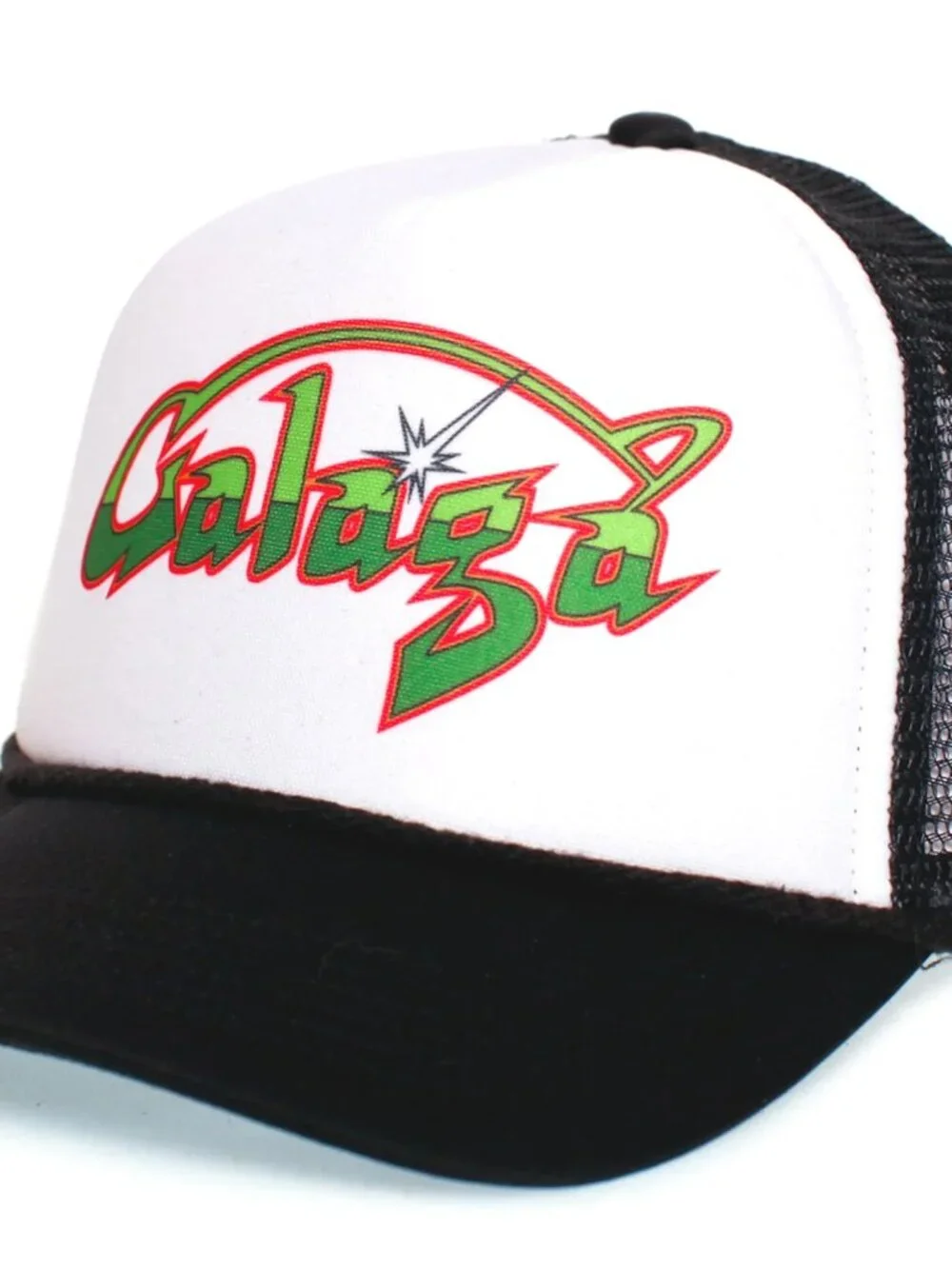 Galaga Arcade Logo Printed Black White Foam Rope Trucker Hat Snapback New 80s